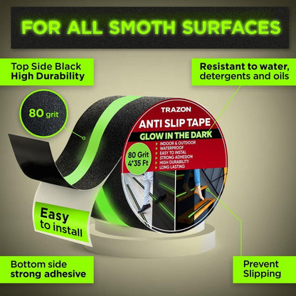 Grip Tape Glow in Dark Stripe   Heavy Duty Anti Slip Tape for Stairs