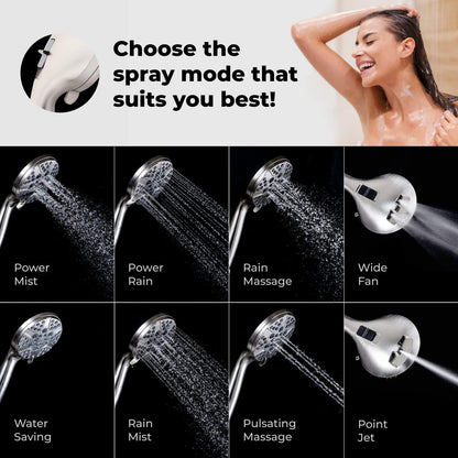 High Pressure Shower Head with Handheld   8 Spray Settings High Flow