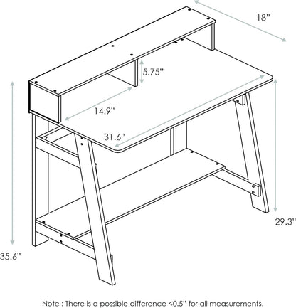 Simplistic a Frame Computer Desk, 17.9"D X 31.6"W X 35.5"H, Columbia