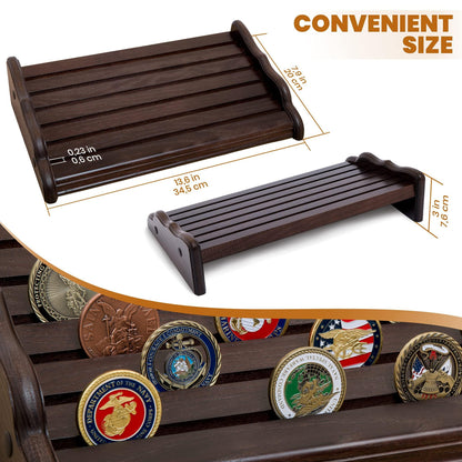 Military Challenge Coins Stand Holder Display Rack Wooden Army
