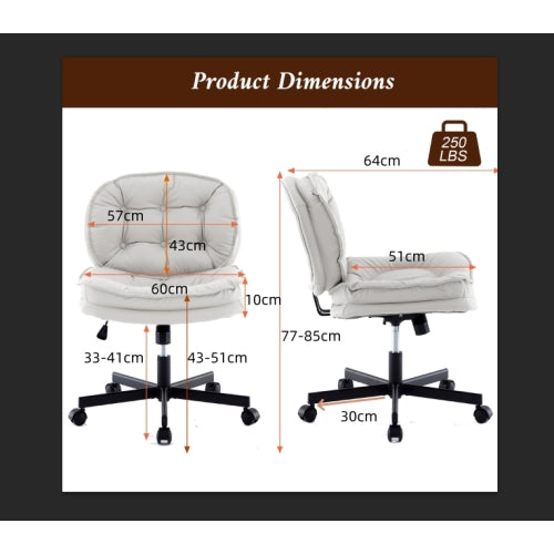 Armless-Office Desk Chair with Wheels