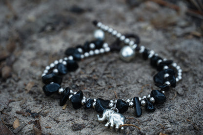 Boho Elephant Silver Stone Bracelets