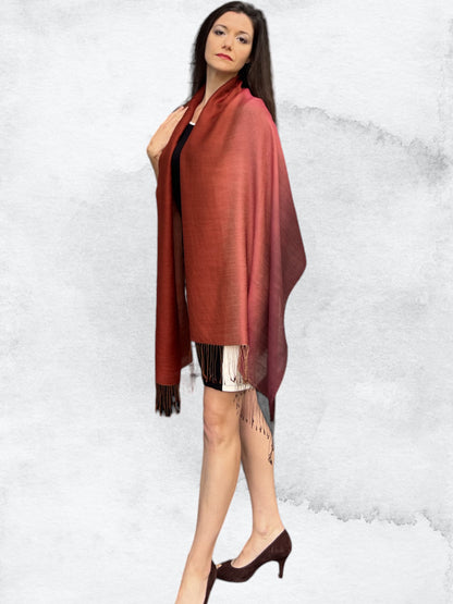 Brown And Orange Hand Dyed Ombre Scarf