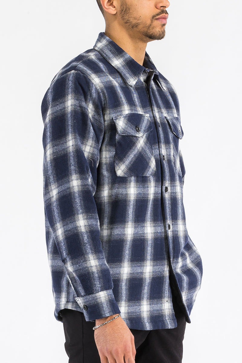 Quilted Flannel Shirt Shacket Padded Lined Jacket FL301