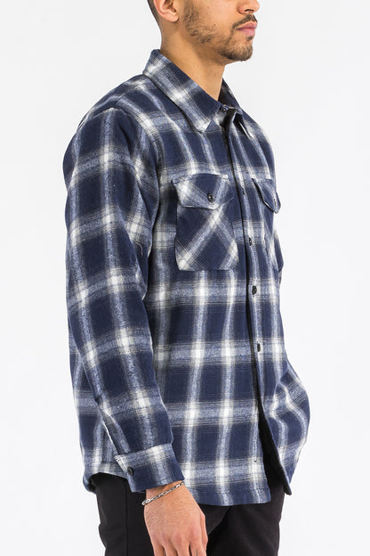 Quilted Flannel Shirt Shacket Padded Lined Jacket FL301