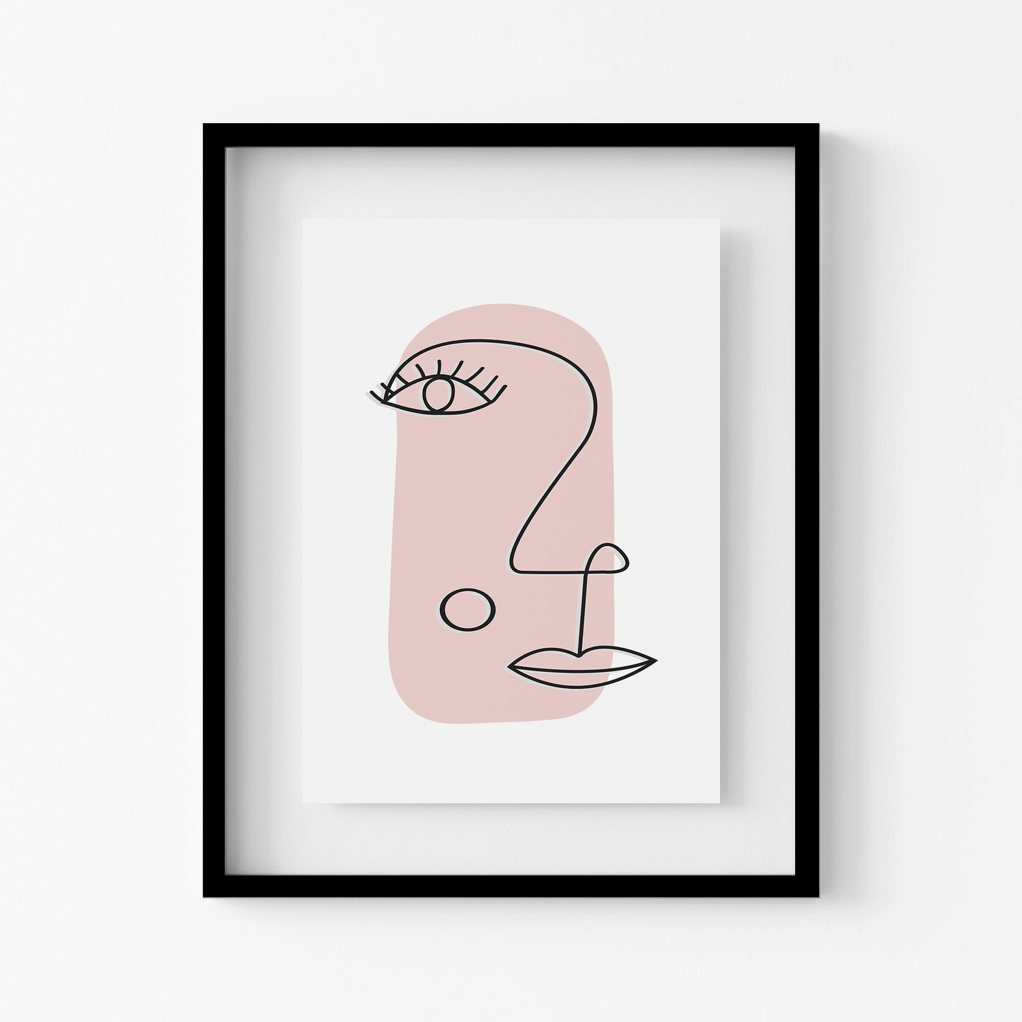 Line Art Face Pink Art Print