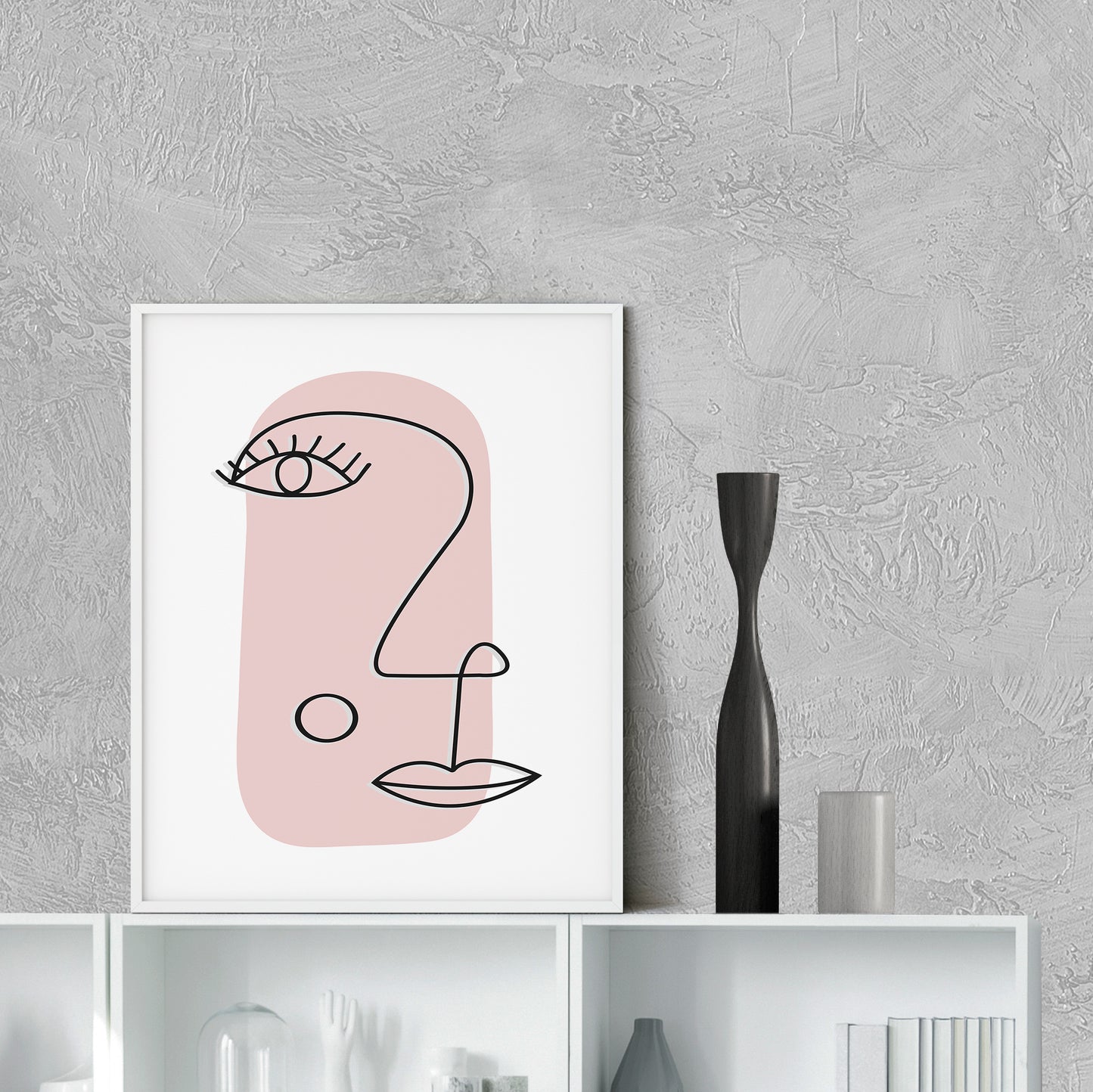 Line Art Face Pink Art Print