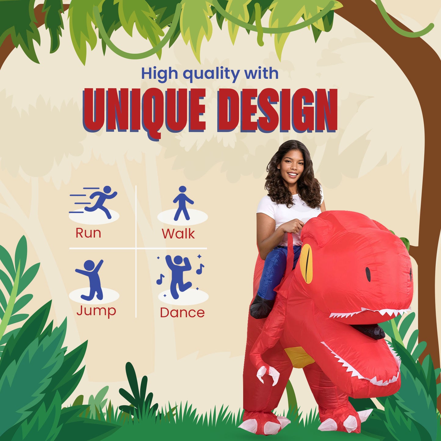 Adult Giant Head Ride-on Dinosaur Inflatable Costume Halloween Cosplay