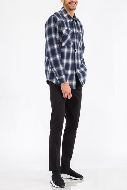 Quilted Flannel Shirt Shacket Padded Lined Jacket FL301