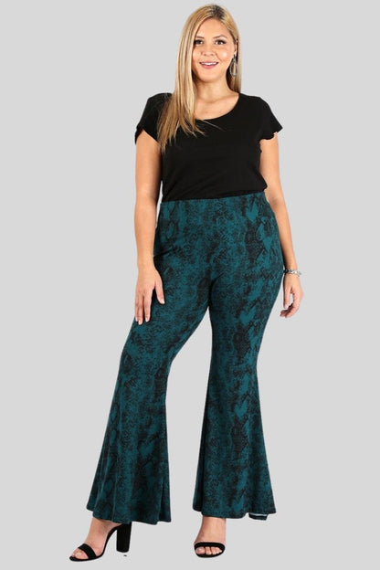 Print, High Waist, Flared Bottom Pants