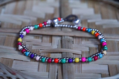 Fancy Dual Band Boho Silver Anklet