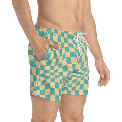 Men's Swim Trunks - Teal Check