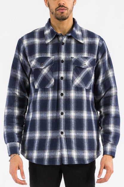 Quilted Flannel Shirt Shacket Padded Lined Jacket FL301