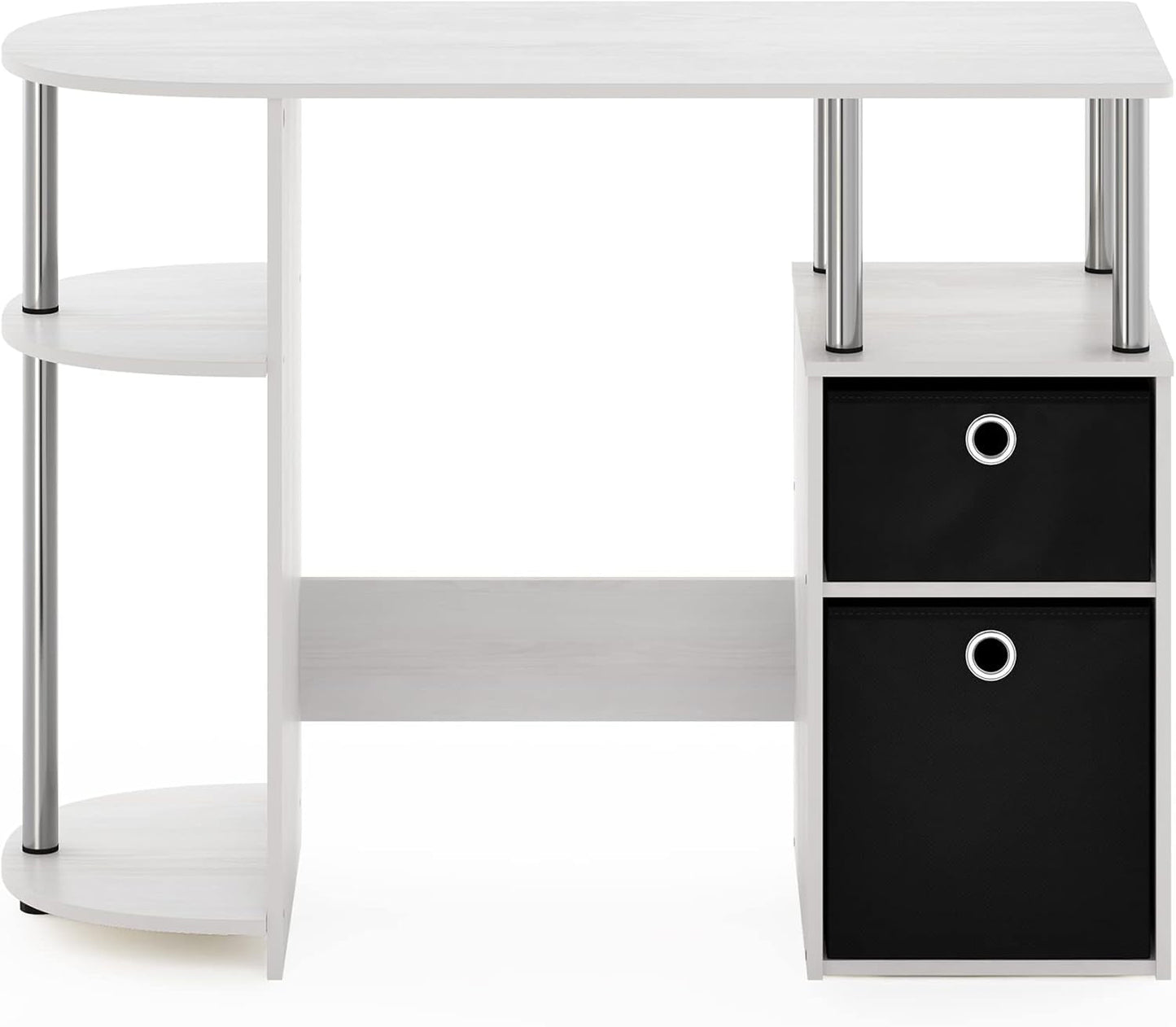 Jaya Simplistic Computer Study Desk, White Oak/Chrome/Black