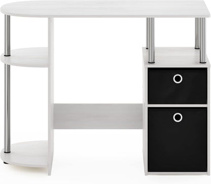 Jaya Simplistic Computer Study Desk, White Oak/Chrome/Black