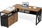 55" Executive Computer Desk and Lateral File Cabinet, L-Shaped Office