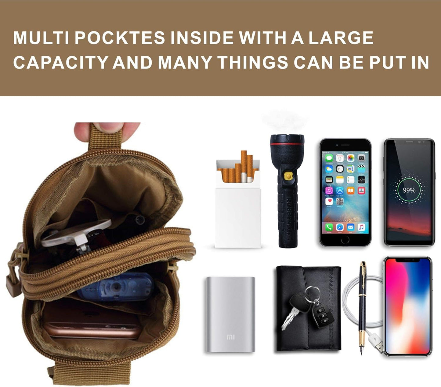 Tactical MOLLE Military Pouch Waist Bag for Hiking, Running and Outdoo