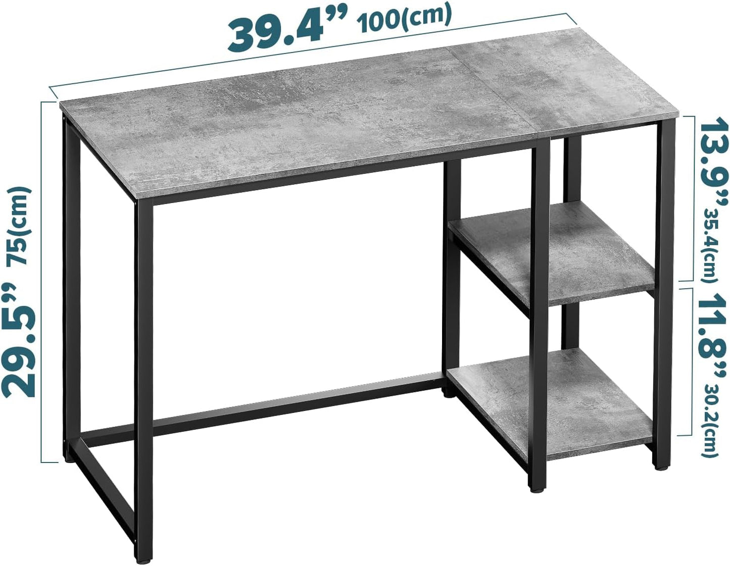 Computer Desk 40 Inches with 2-Tier Shelves Sturdy Home Office Desk
