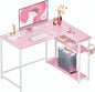 43 Inch L Shaped Computer Desk with Reversible Side Storage Shelves,