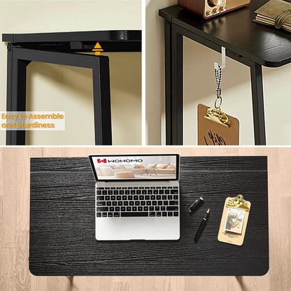 Folding Computer Desk, Small Writing Foldable Desk 31.5", Space-Saving