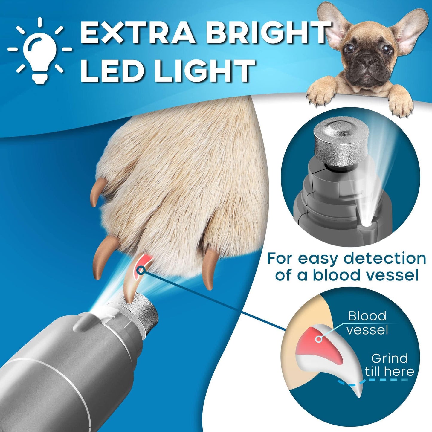Dog Nail Grinder with LED Light Rechargeable Dog Nail Grinder for