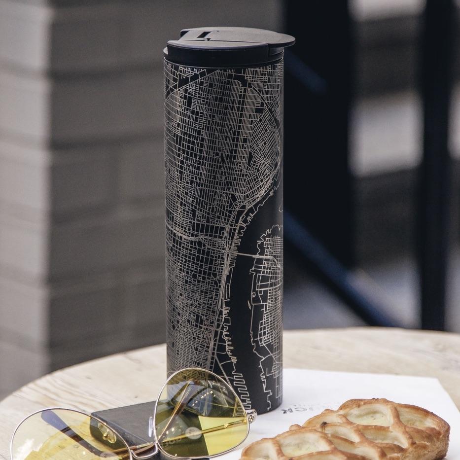 Delavan - Wisconsin Map Tumbler in Matte Black