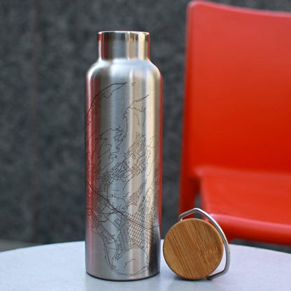 Des Moines - Iowa Map Bottle with Bamboo Top