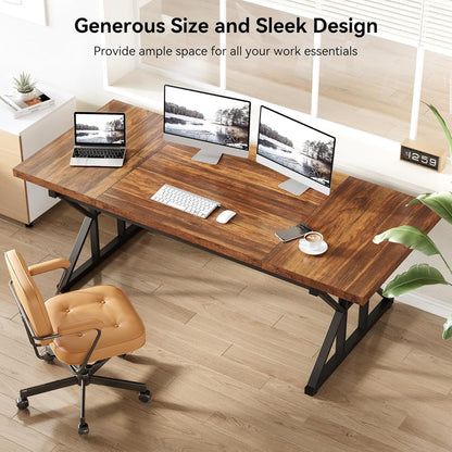 70.8-Inch Office Desk, Wooden Executive Office Desk, Modern Work Desk,