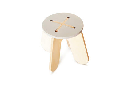 BABAI Wooden Kids Stool X in Grey Color for 18m-7yrs