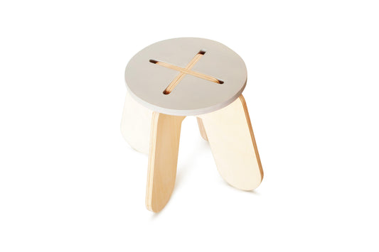 BABAI Wooden Kids Stool X in Grey Color for 18m-7yrs