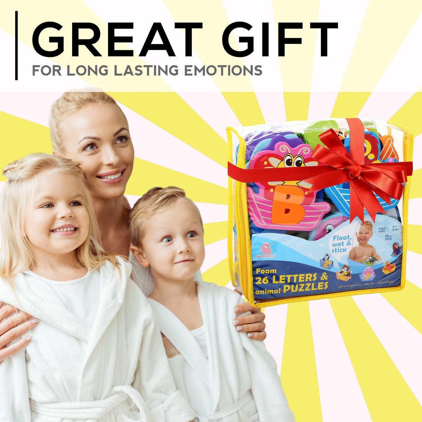 Non Toxic Foam Bath Toys for Boys Girls   Wet & Stick   Bathtub