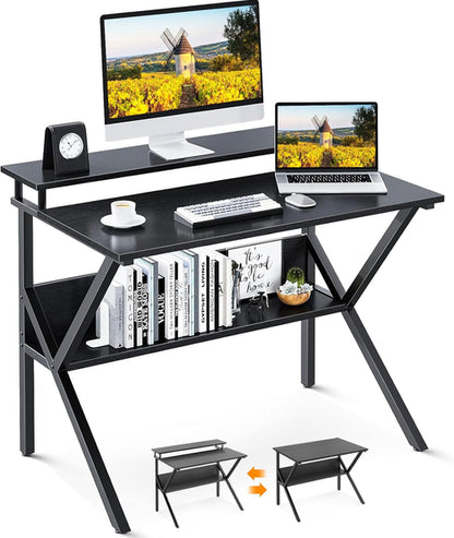 Small Computer Desk, 27.5 Inch, Compact Tiny Study Desk with Storage