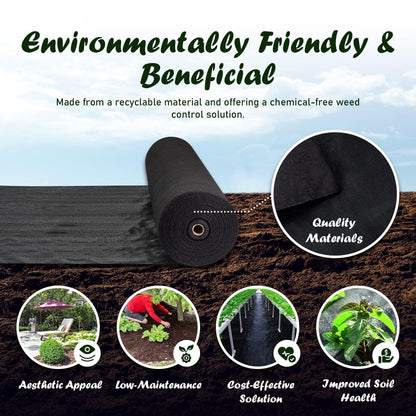 FLARMOR Non Woven Landscape Fabric‚Äì6Ftx100Ft 1.8oz Weed Barrier