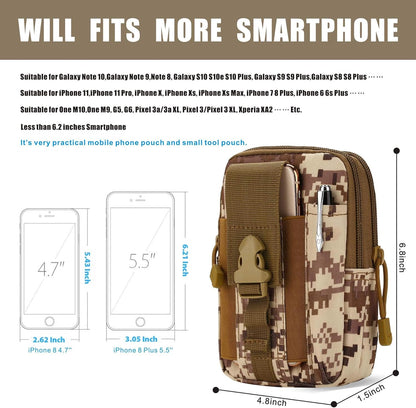 Tactical MOLLE Military Pouch Waist Bag for Hiking, Running and Outdoo