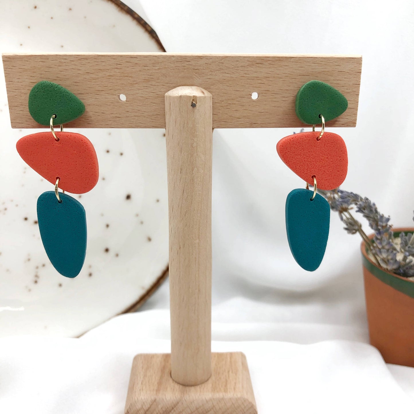Autumn Trio Handmade Polymer Clay Earrings - Stylish Anti Allergic