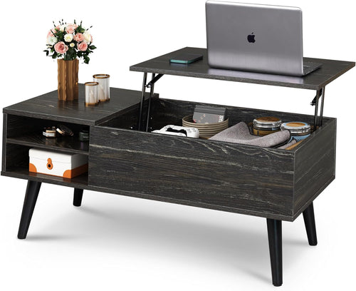 Wood Lift Top Coffee Table with Hidden Compartment and Adjustable