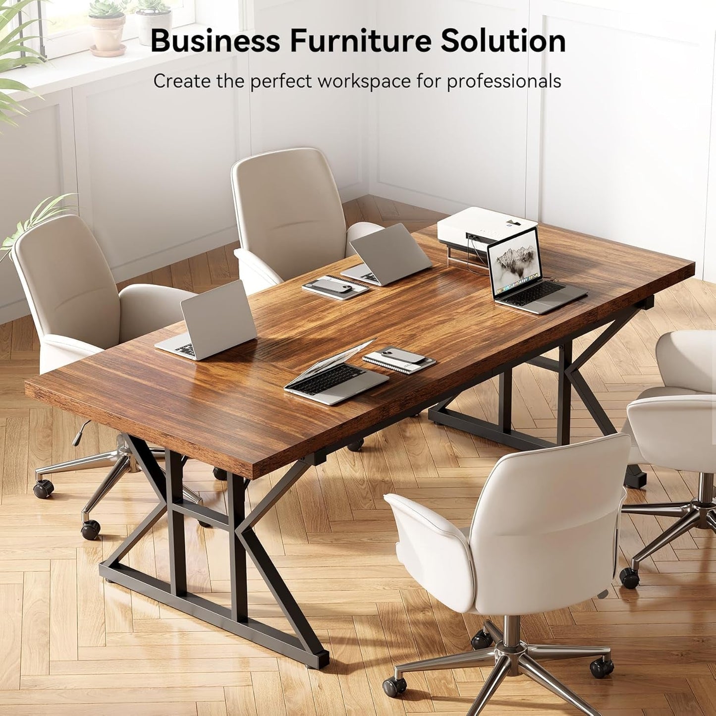 70.8-Inch Office Desk, Wooden Executive Office Desk, Modern Work Desk,