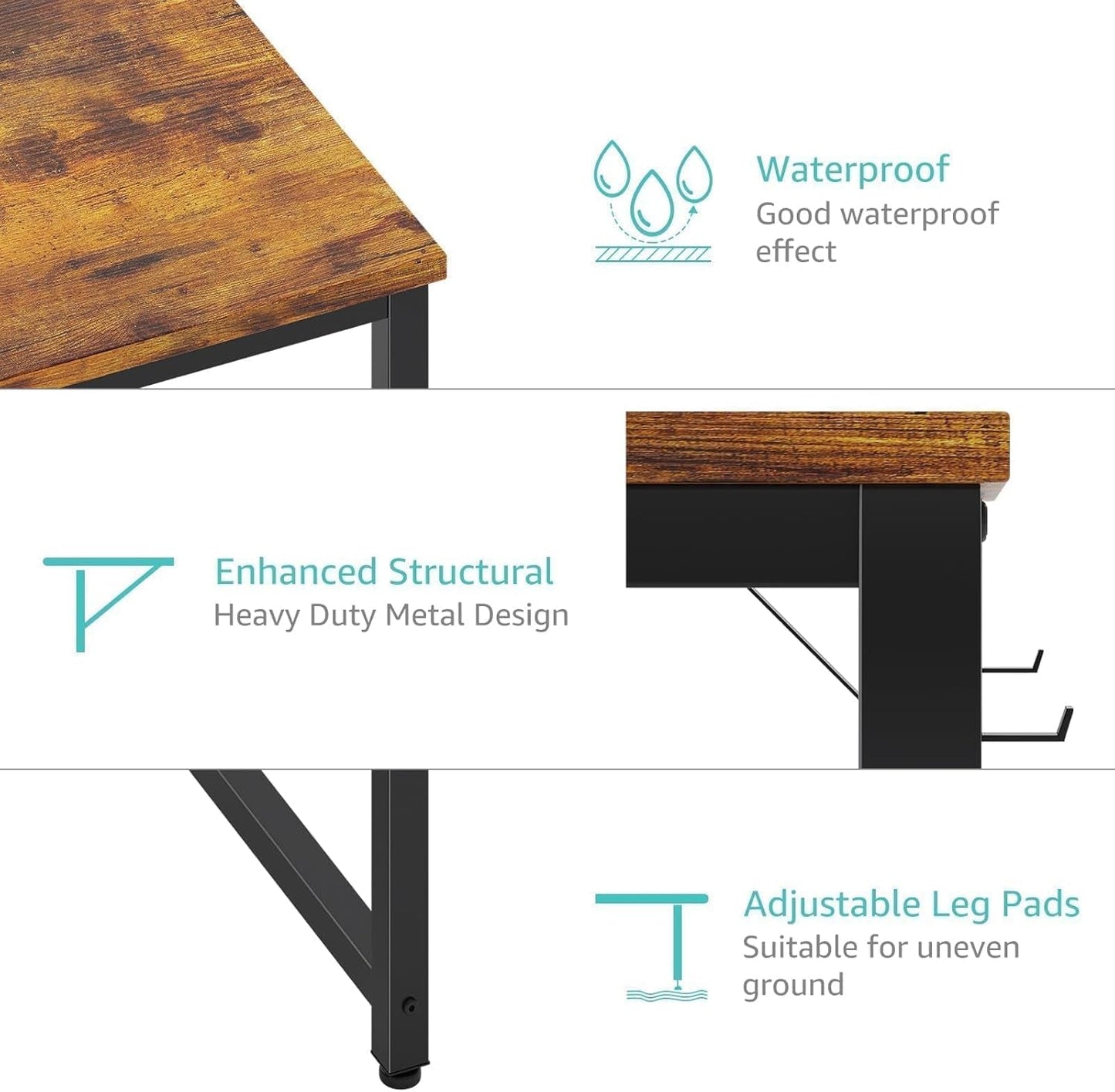 Computer Desk with Fabric Drawers - 55 Inch Long Study Work Writing