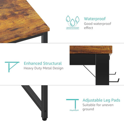 Computer Desk with Fabric Drawers - 55 Inch Long Study Work Writing