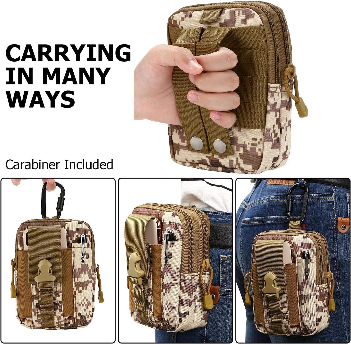 Tactical MOLLE Military Pouch Waist Bag for Hiking, Running and Outdoo