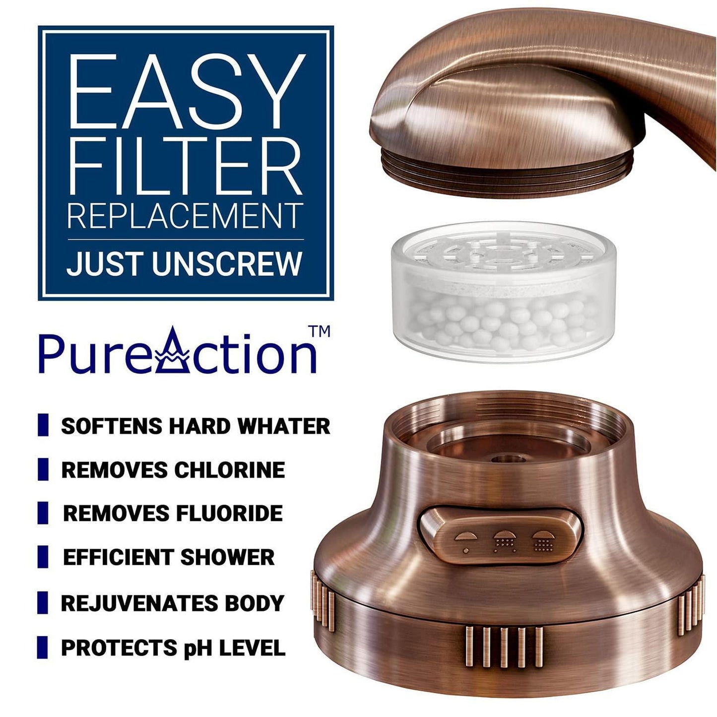 PureAction Luxury Filtered Shower Head with Handheld Hose  Hard Water
