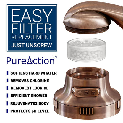 PureAction Luxury Filtered Shower Head with Handheld Hose  Hard Water