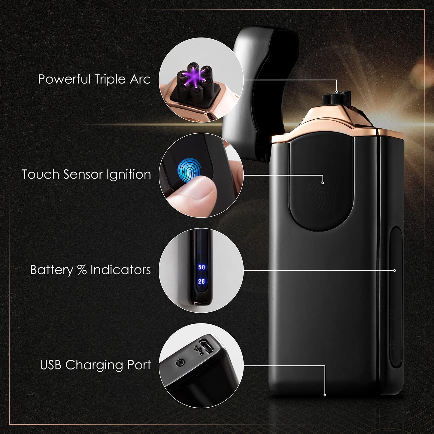 Triple Arc Plasma Lighter  Arc Lighter  2023 Electric Lighter W LED