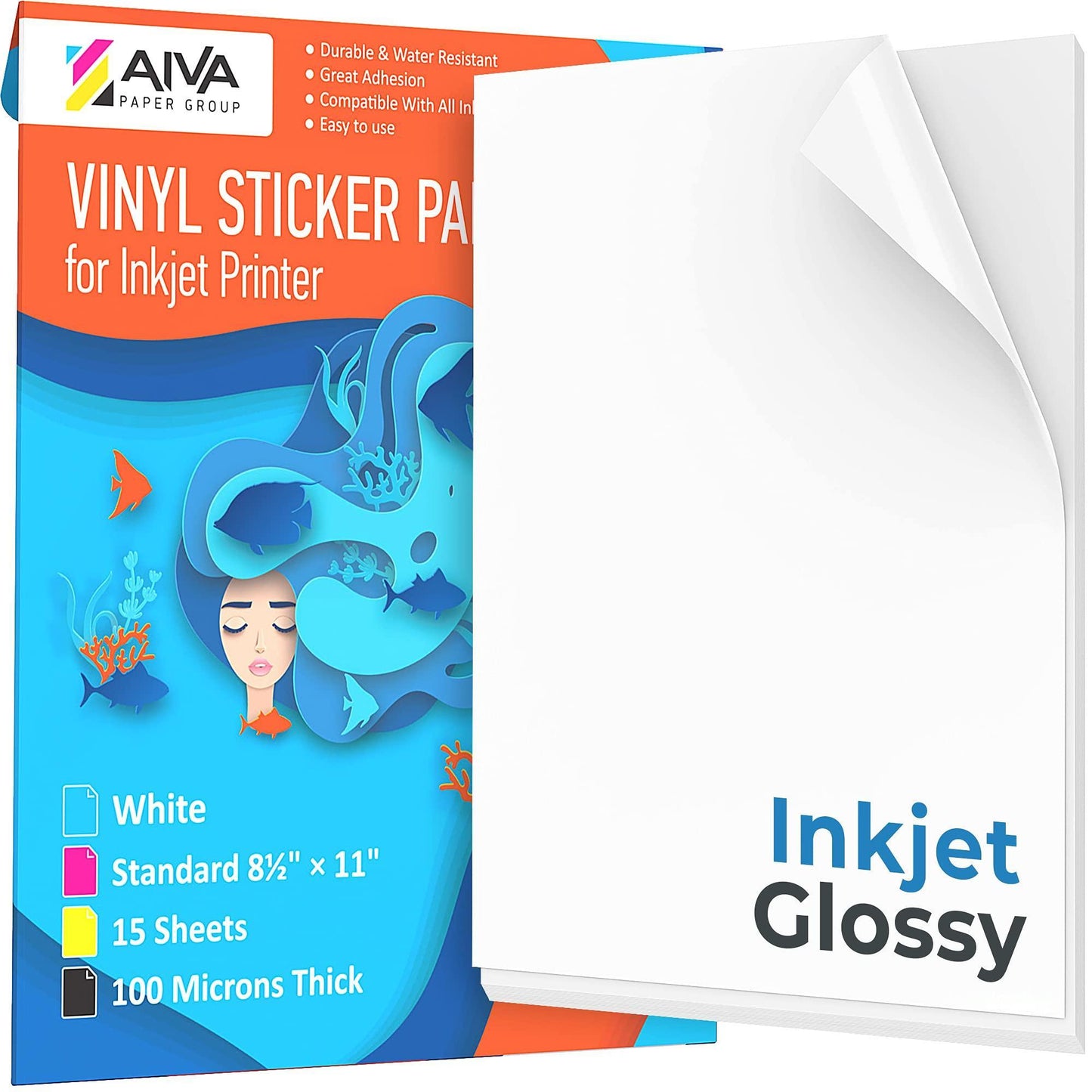 Printable Vinyl Sticker Paper for Inkjet Printer  Glossy White  15