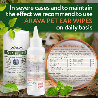 Arava Natural Ear Mite Treatment   for Dogs & Cats   Pet Ear Mites