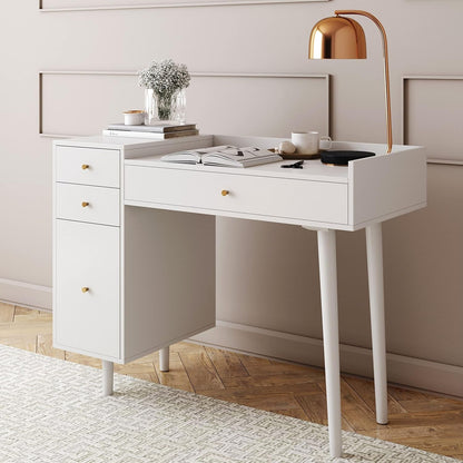 Daisy Vanity Dressing Table or Makeup Desk with 4-Drawers and Brass