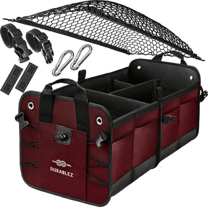Trunk Organizer with Covering Net Attachable Non Slip Pads and