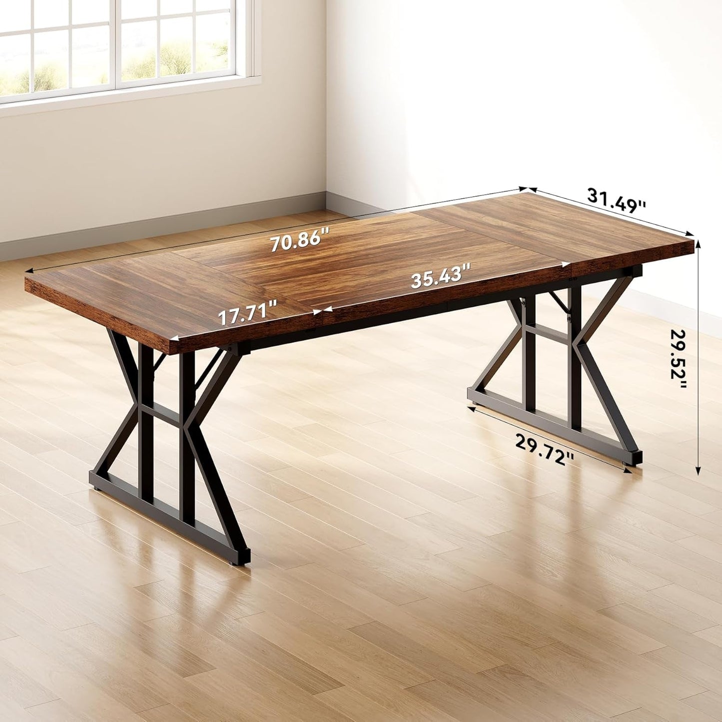 70.8-Inch Office Desk, Wooden Executive Office Desk, Modern Work Desk,