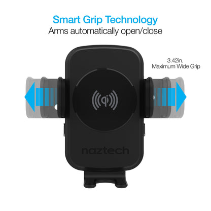 Naztech Smart Grip Wireless Charging Car Mount Black (15425-HYP)