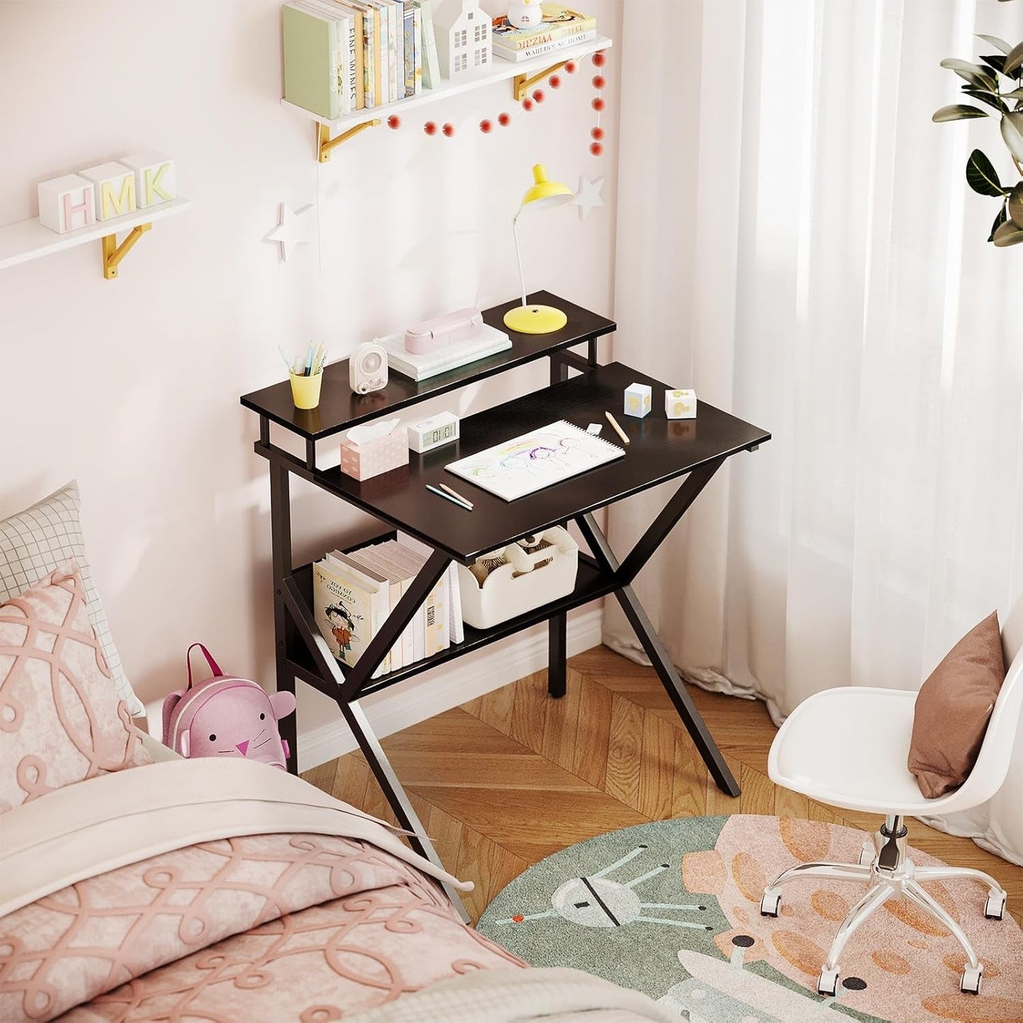Small Computer Desk, 27.5 Inch, Compact Tiny Study Desk with Storage